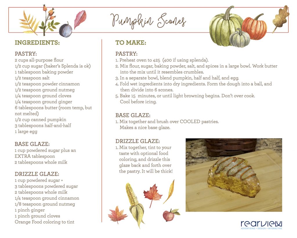 the perfect pumpkin scone recipe card for download or printing