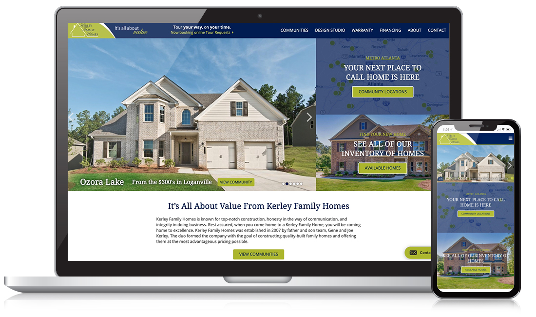 Kerley Family Homes Website Example