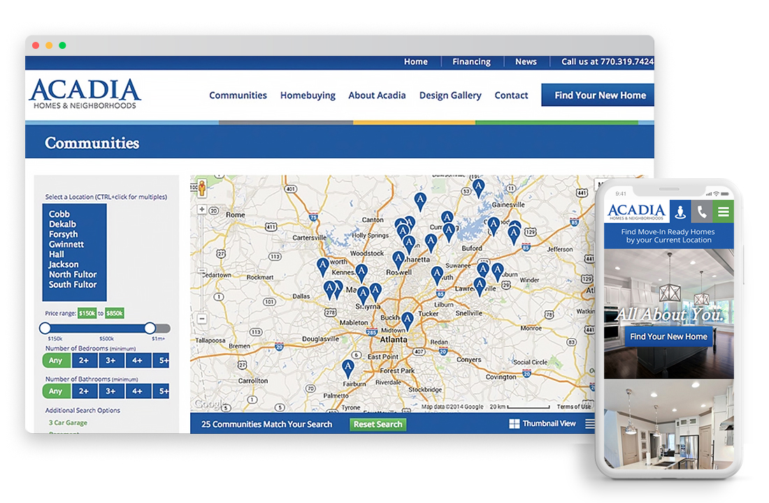 Acadia Homes Website