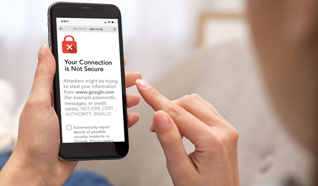 an SSL warning on a phone, SSL is an SEO issue as well