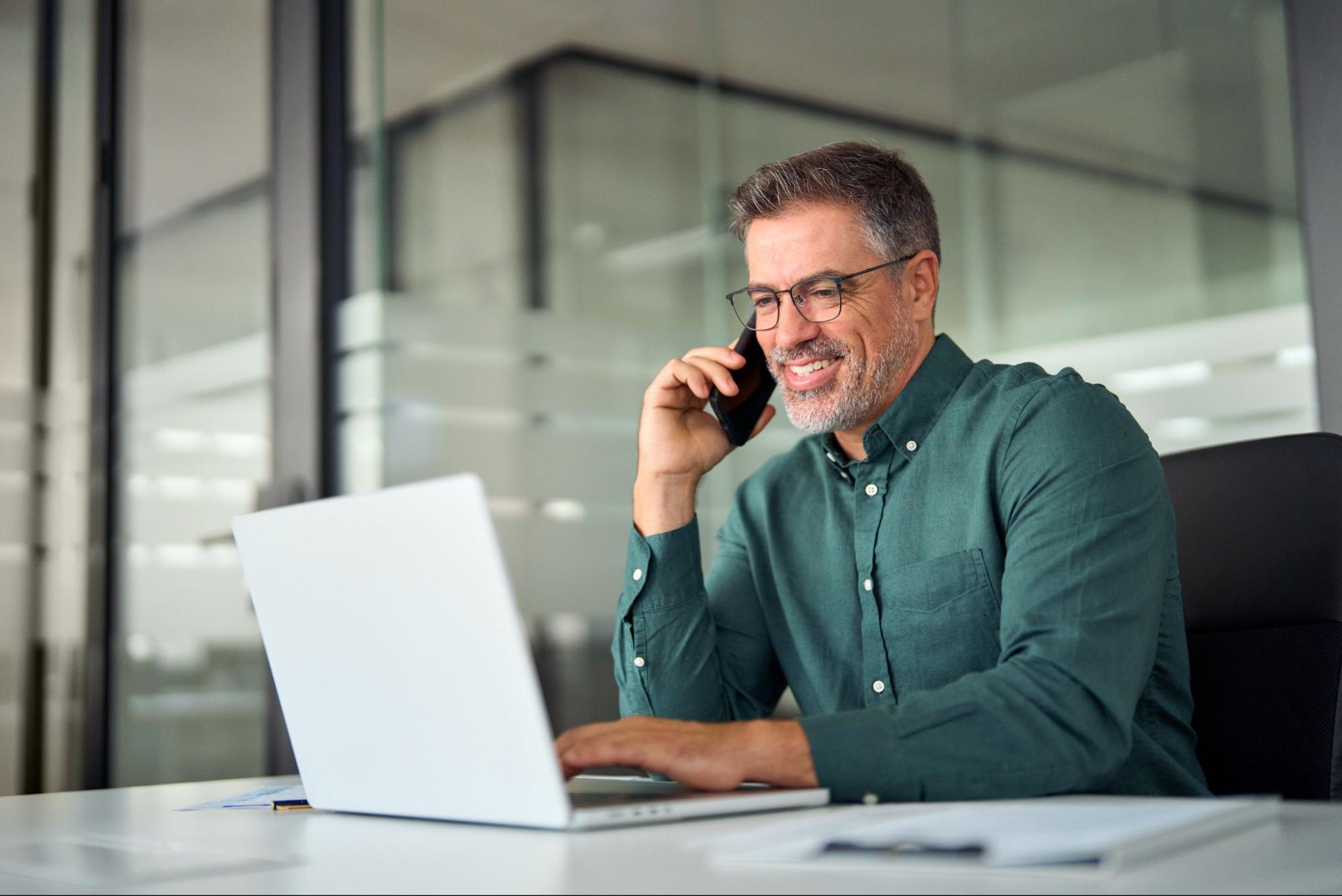 Business leader having a conversation with marketing partners