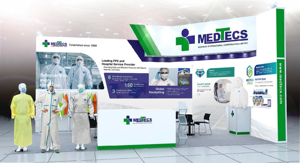 A professional Medtecs tradeshow display showcasing large-scale custom printing services.